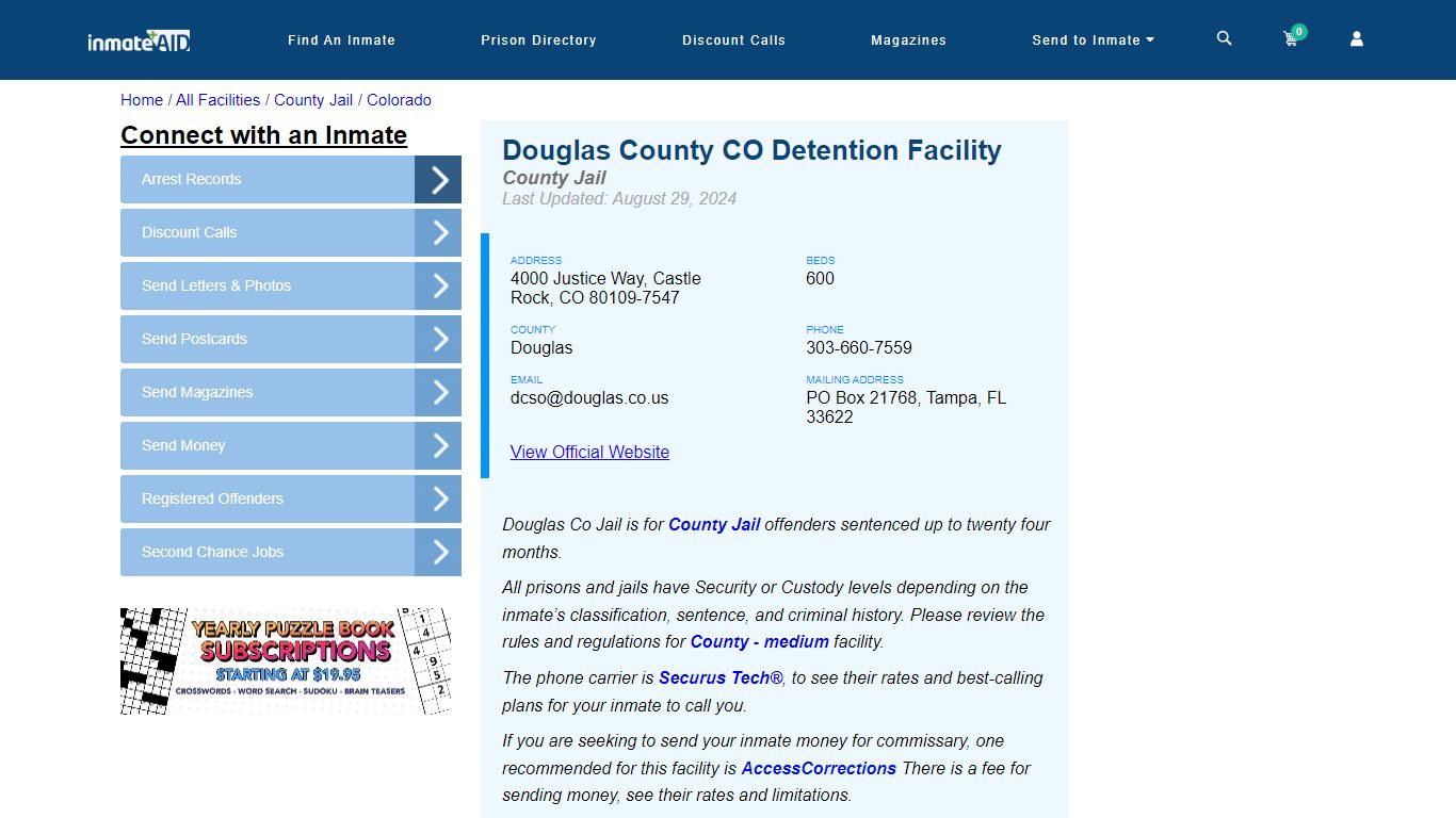 Douglas County CO Detention Facility - Inmate Locator